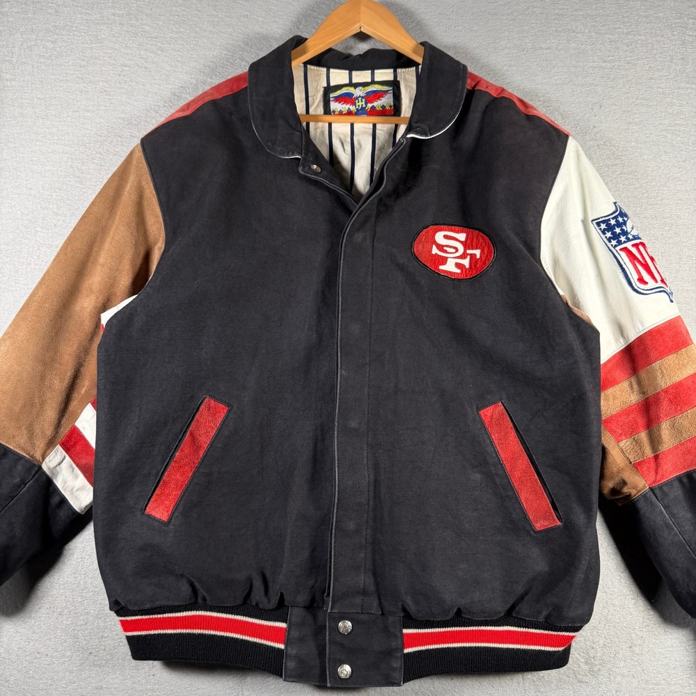 Vintage San Francisco 49ers Jeff Hamilton Varsity Jacket XL Suede Leather NFL
